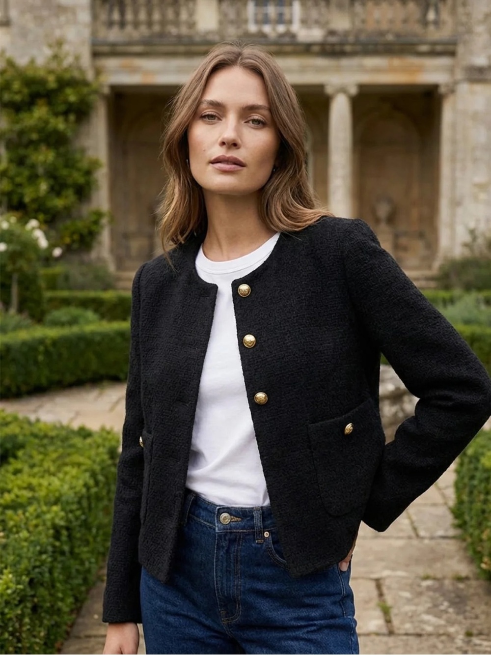 DC Black Women's Collarless Blazer Jacket